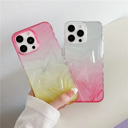 For iPhone 15 Pro Max Case Dual Color Gradient Wishing Star Pattern TPU Phone Cover