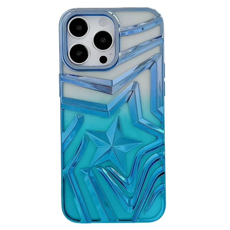 For iPhone 15 Pro Case Electroplating Wishing Star Pattern Phone Cover Gradient TPU Shell