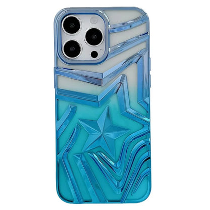 For iPhone 15 Pro Case Electroplating Wishing Star Pattern Phone Cover Gradient TPU Shell