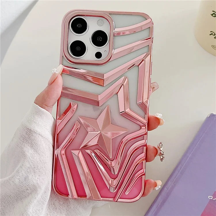 For iPhone 15 Pro Case Electroplating Wishing Star Pattern Phone Cover Gradient TPU Shell