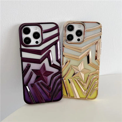 For iPhone 15 Pro Case Electroplating Wishing Star Pattern Phone Cover Gradient TPU Shell