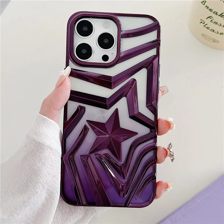For iPhone 15 Pro Case Electroplating Wishing Star Pattern Phone Cover Gradient TPU Shell