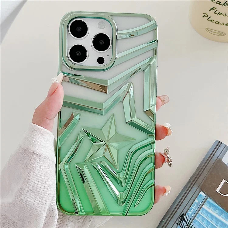 For iPhone 15 Pro Case Electroplating Wishing Star Pattern Phone Cover Gradient TPU Shell