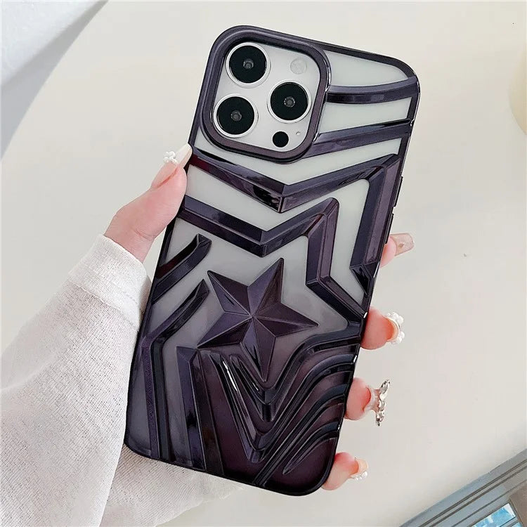 For iPhone 15 Pro Case Electroplating Wishing Star Pattern Phone Cover Gradient TPU Shell