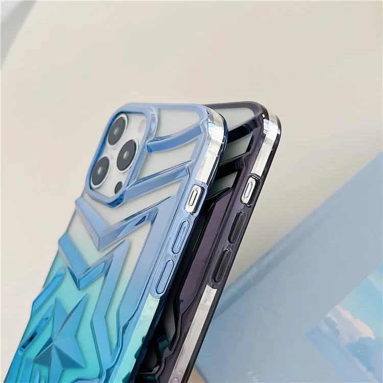 For iPhone 15 Pro Case Electroplating Wishing Star Pattern Phone Cover Gradient TPU Shell