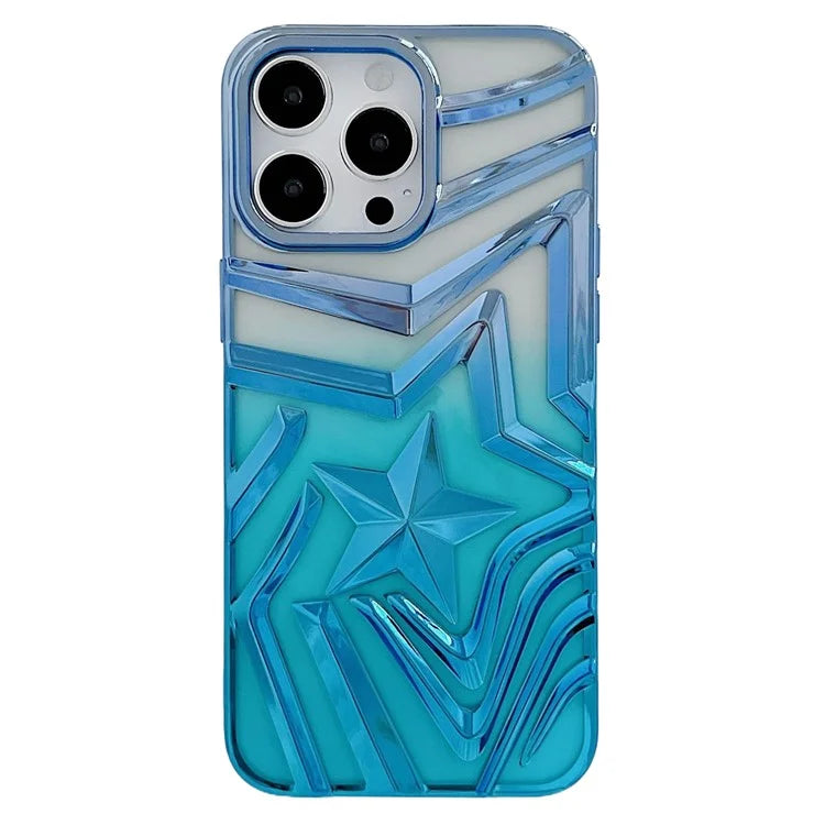 For iPhone 15 Pro Max Case Electroplating Wishing Star Pattern Gradient TPU Phone Cover