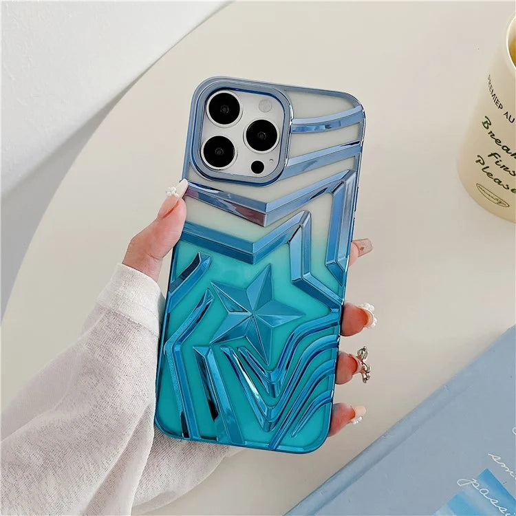 For iPhone 15 Pro Max Case Electroplating Wishing Star Pattern Gradient TPU Phone Cover