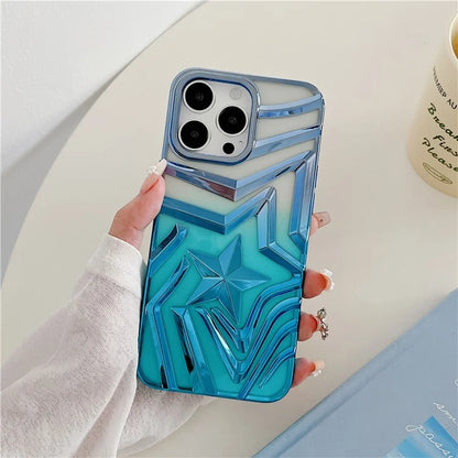 For iPhone 15 Pro Max Case Electroplating Wishing Star Pattern Gradient TPU Phone Cover