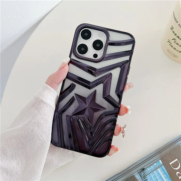 For iPhone 15 Pro Max Case Electroplating Wishing Star Pattern Gradient TPU Phone Cover