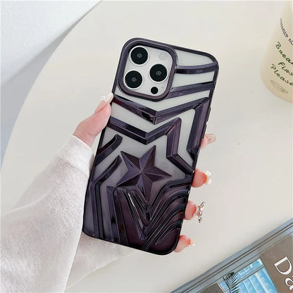 For iPhone 15 Pro Max Case Electroplating Wishing Star Pattern Gradient TPU Phone Cover