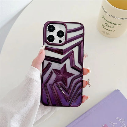 For iPhone 15 Pro Max Case Electroplating Wishing Star Pattern Gradient TPU Phone Cover