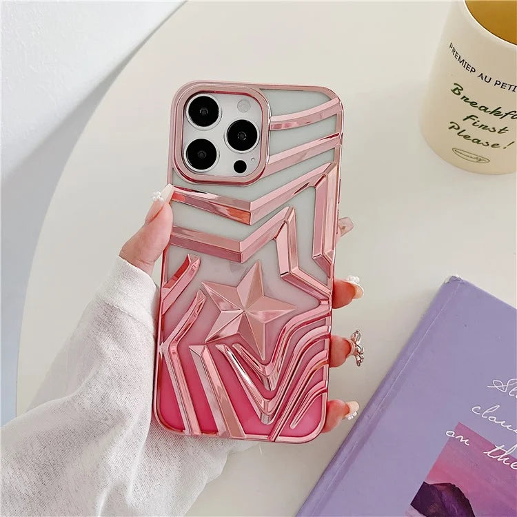 For iPhone 15 Pro Max Case Electroplating Wishing Star Pattern Gradient TPU Phone Cover