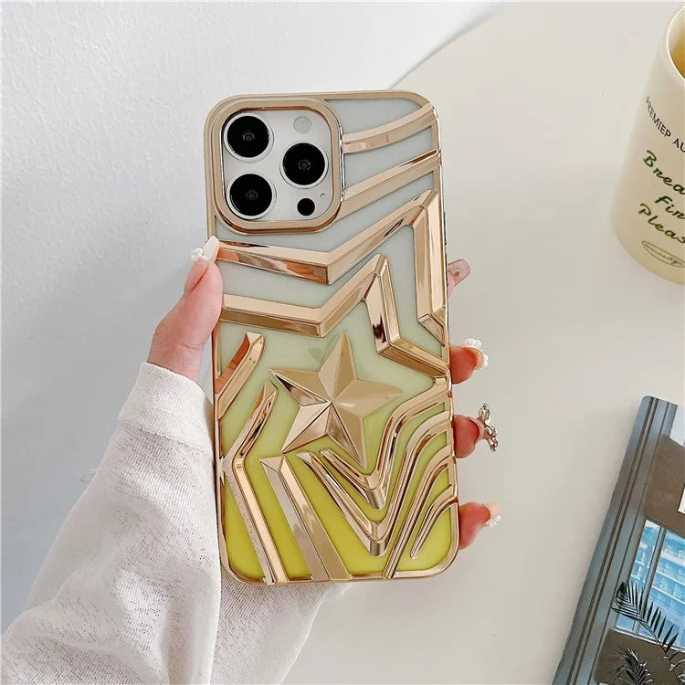 For iPhone 15 Pro Max Case Electroplating Wishing Star Pattern Gradient TPU Phone Cover