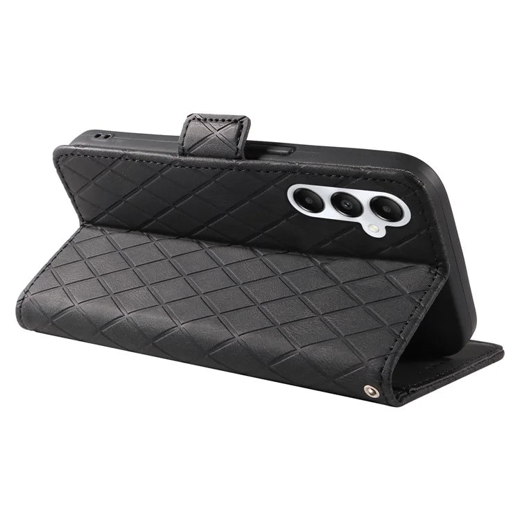 For Samsung Galaxy A05s 4G Case Rhombus Imprinted PU Leather Wallet Cover