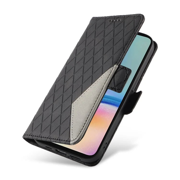 For Samsung Galaxy A05s 4G Case Rhombus Imprinted PU Leather Wallet Cover