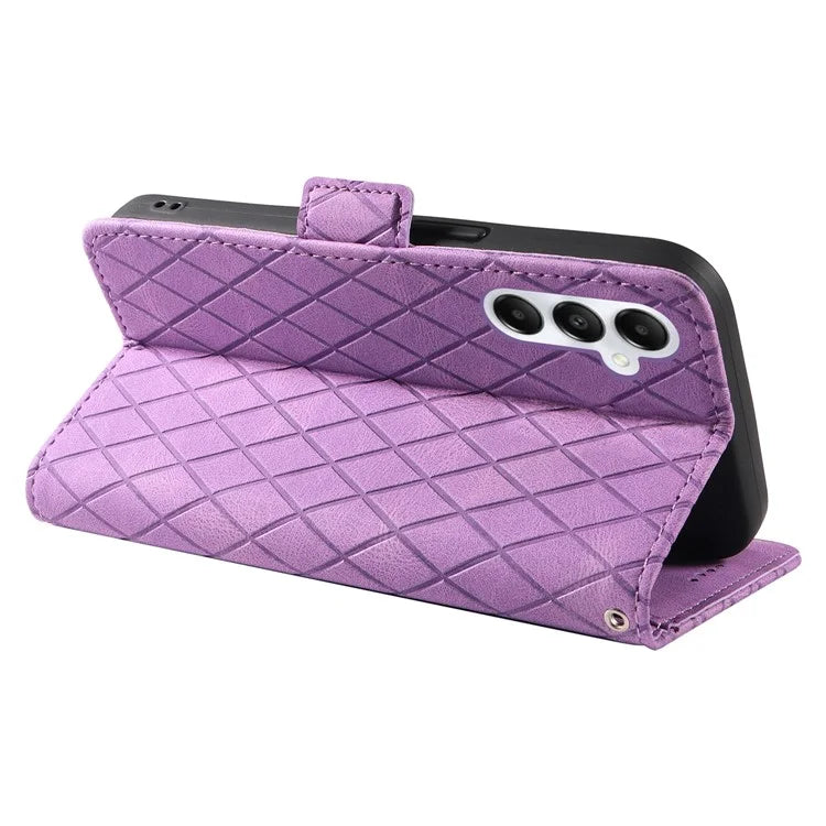 For Samsung Galaxy A05s 4G Case Rhombus Imprinted PU Leather Wallet Cover
