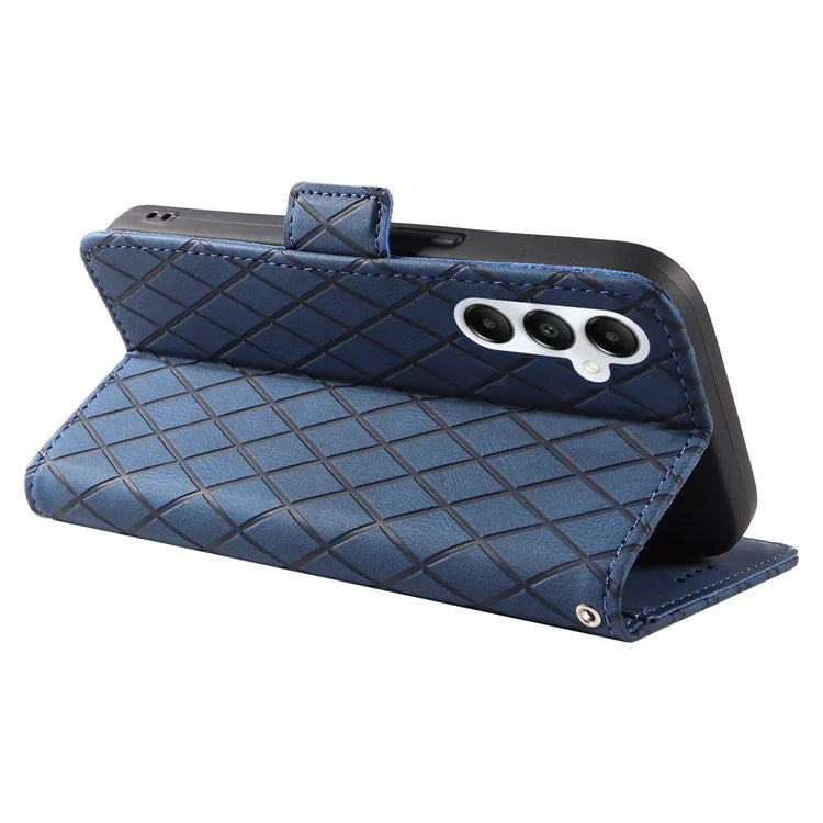 For Samsung Galaxy A05s 4G Case Rhombus Imprinted PU Leather Wallet Cover