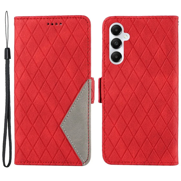 For Samsung Galaxy A05s 4G Case Rhombus Imprinted PU Leather Wallet Cover