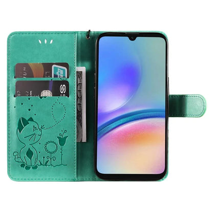 For Samsung Galaxy A05s 4G KT Imprinting Flower Series-4 Case Stand PU Leather Phone Cover Wallet