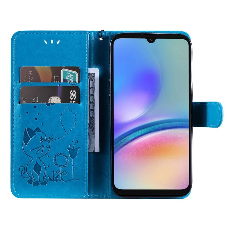 For Samsung Galaxy A05s 4G KT Imprinting Flower Series-4 Case Stand PU Leather Phone Cover Wallet
