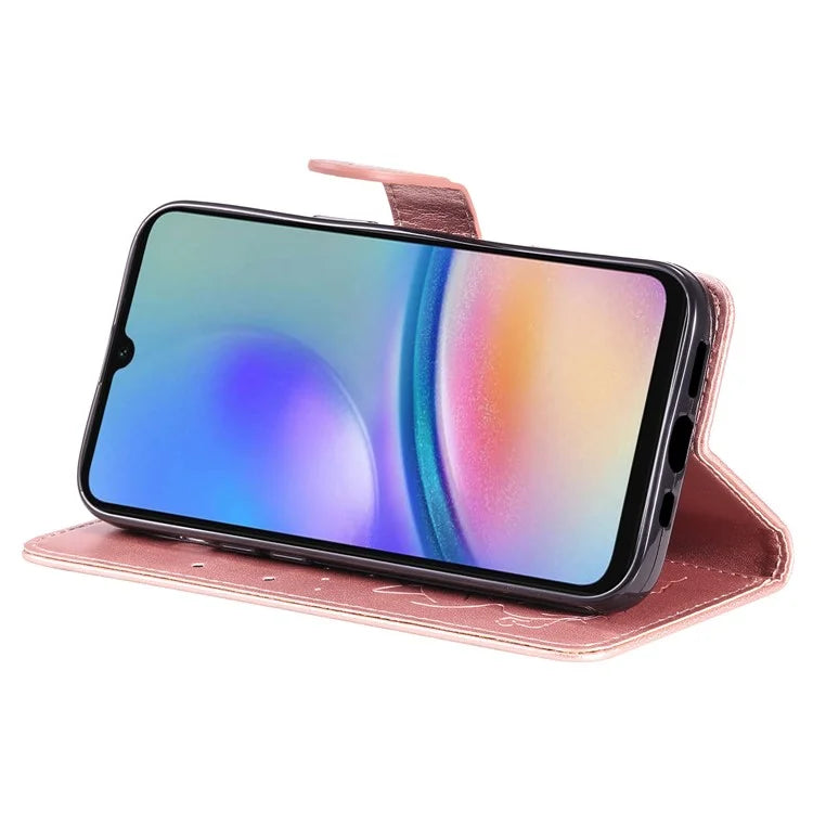 For Samsung Galaxy A05s 4G KT Imprinting Flower Series-4 Case Stand PU Leather Phone Cover Wallet