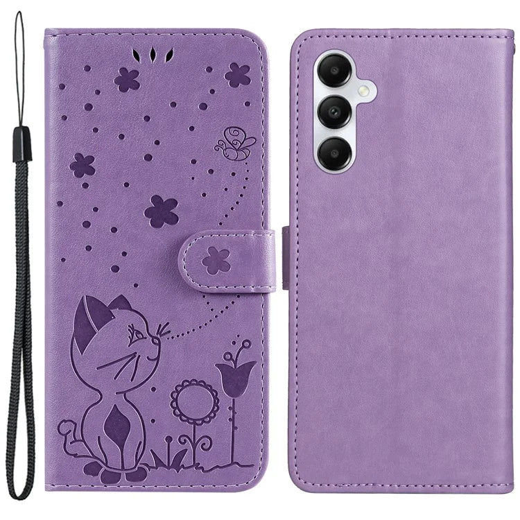 For Samsung Galaxy A05s 4G KT Imprinting Flower Series-4 Case Stand PU Leather Phone Cover Wallet