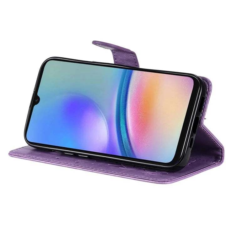 For Samsung Galaxy A05s 4G KT Imprinting Flower Series-4 Case Stand PU Leather Phone Cover Wallet