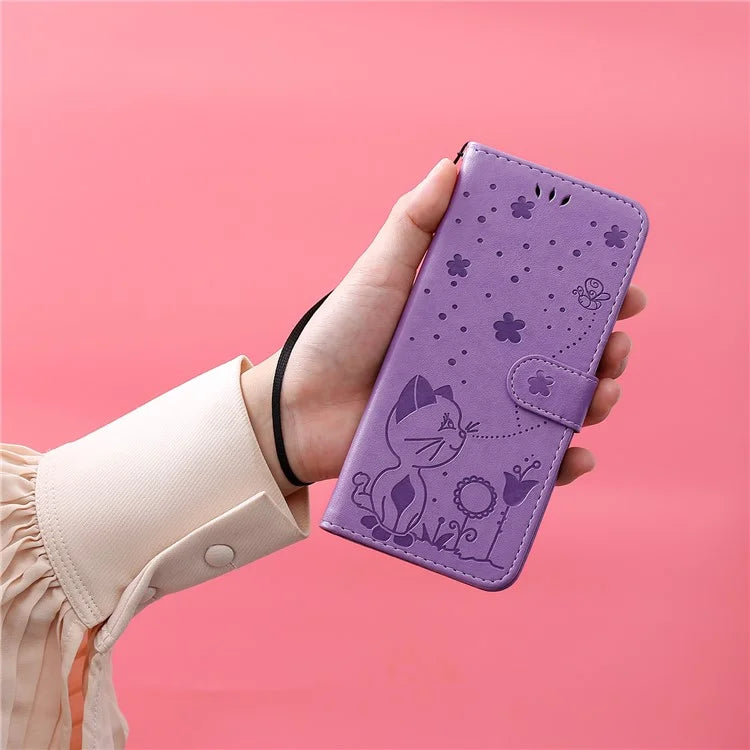 For Samsung Galaxy A05s 4G KT Imprinting Flower Series-4 Case Stand PU Leather Phone Cover Wallet