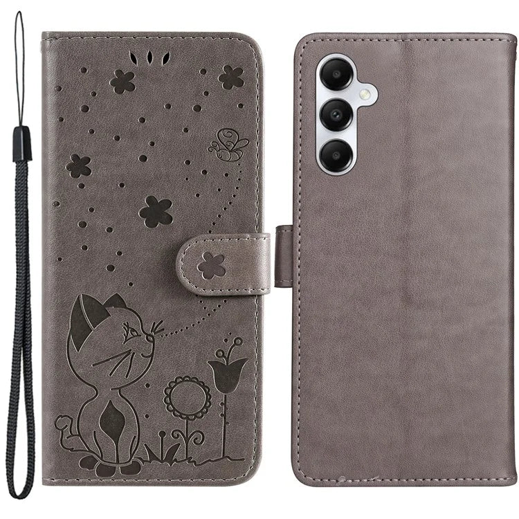For Samsung Galaxy A05s 4G KT Imprinting Flower Series-4 Case Stand PU Leather Phone Cover Wallet