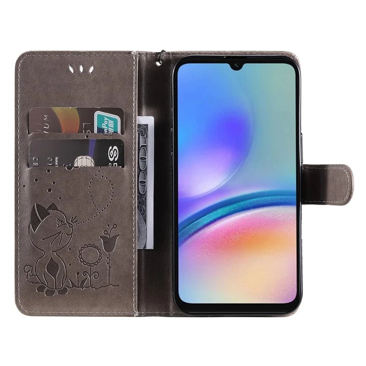 For Samsung Galaxy A05s 4G KT Imprinting Flower Series-4 Case Stand PU Leather Phone Cover Wallet