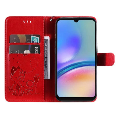 For Samsung Galaxy A05s 4G KT Imprinting Flower Series-4 Case Stand PU Leather Phone Cover Wallet