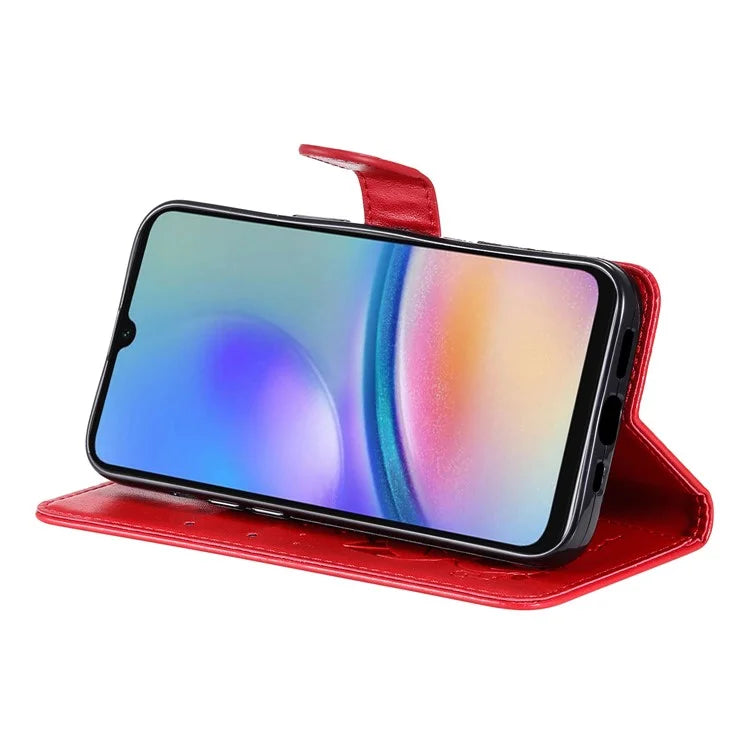 For Samsung Galaxy A05s 4G KT Imprinting Flower Series-4 Case Stand PU Leather Phone Cover Wallet