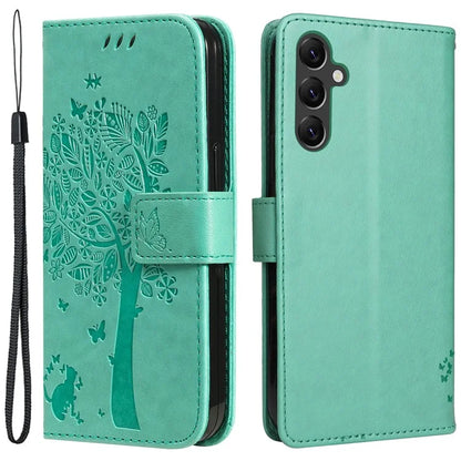 For Samsung Galaxy A05s 4G KT Imprinting Flower Series-3 Case Stand Leather Imprinted Cat Tree Phone Shell Wallet