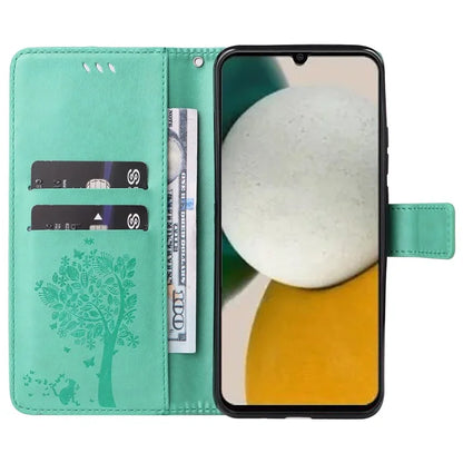 For Samsung Galaxy A05s 4G KT Imprinting Flower Series-3 Case Stand Leather Imprinted Cat Tree Phone Shell Wallet