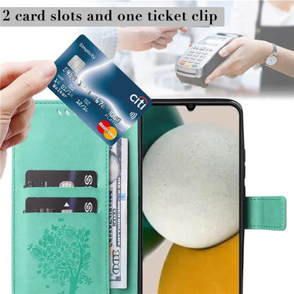 For Samsung Galaxy A05s 4G KT Imprinting Flower Series-3 Case Stand Leather Imprinted Cat Tree Phone Shell Wallet