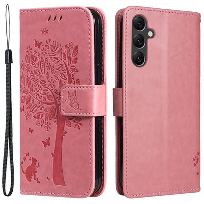For Samsung Galaxy A05s 4G KT Imprinting Flower Series-3 Case Stand Leather Imprinted Cat Tree Phone Shell Wallet