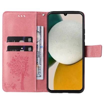 For Samsung Galaxy A05s 4G KT Imprinting Flower Series-3 Case Stand Leather Imprinted Cat Tree Phone Shell Wallet