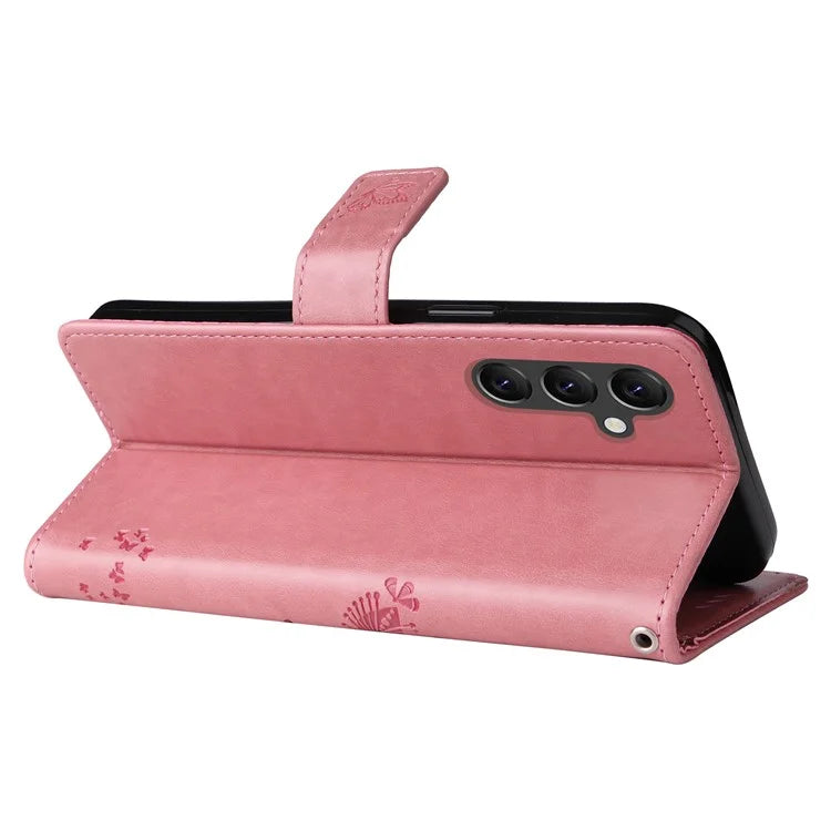 For Samsung Galaxy A05s 4G KT Imprinting Flower Series-3 Case Stand Leather Imprinted Cat Tree Phone Shell Wallet