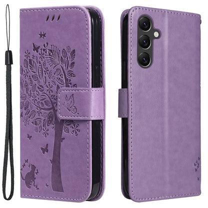 For Samsung Galaxy A05s 4G KT Imprinting Flower Series-3 Case Stand Leather Imprinted Cat Tree Phone Shell Wallet