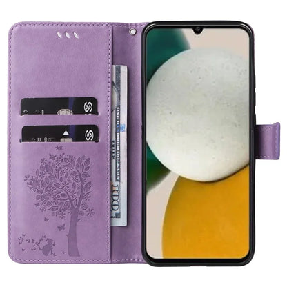 For Samsung Galaxy A05s 4G KT Imprinting Flower Series-3 Case Stand Leather Imprinted Cat Tree Phone Shell Wallet