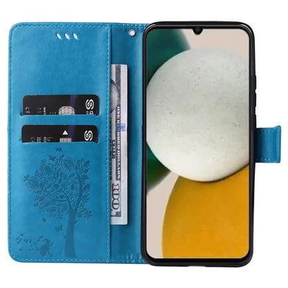 For Samsung Galaxy A05s 4G KT Imprinting Flower Series-3 Case Stand Leather Imprinted Cat Tree Phone Shell Wallet