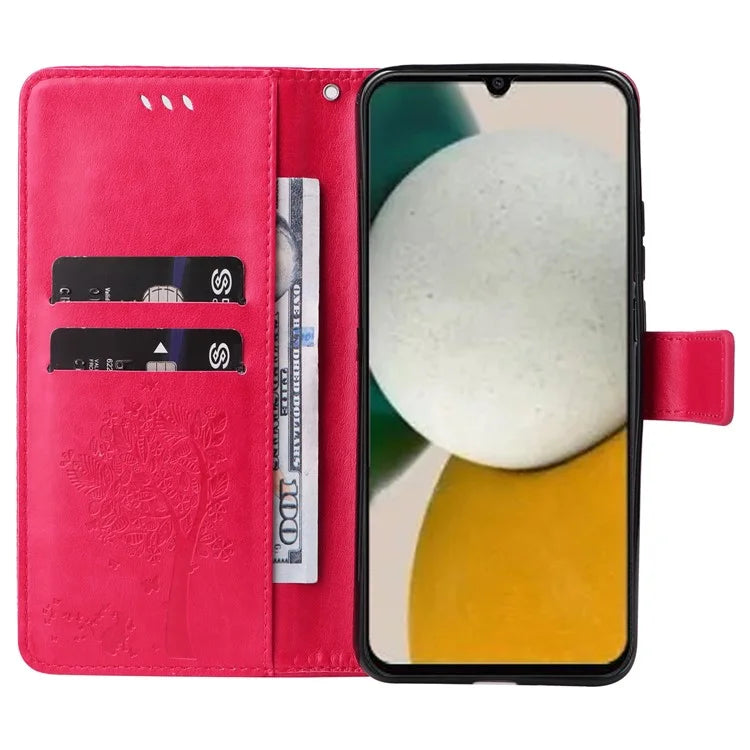 For Samsung Galaxy A05s 4G KT Imprinting Flower Series-3 Case Stand Leather Imprinted Cat Tree Phone Shell Wallet