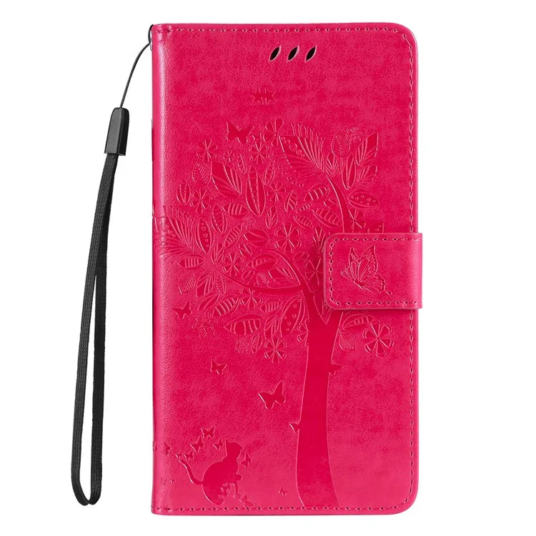 For Samsung Galaxy A05s 4G KT Imprinting Flower Series-3 Case Stand Leather Imprinted Cat Tree Phone Shell Wallet