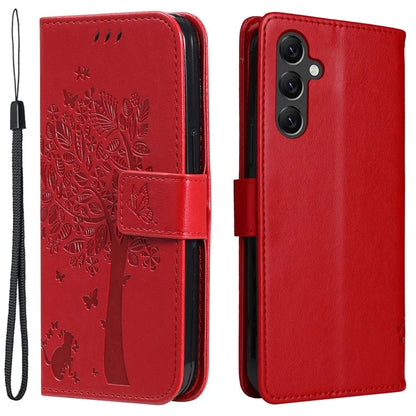 For Samsung Galaxy A05s 4G KT Imprinting Flower Series-3 Case Stand Leather Imprinted Cat Tree Phone Shell Wallet