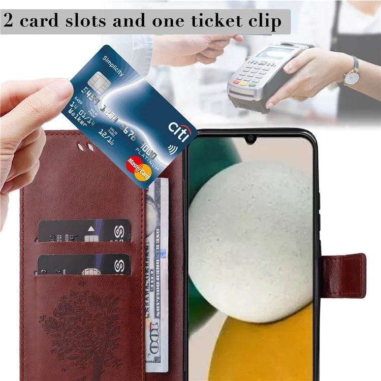 For Samsung Galaxy A05s 4G KT Imprinting Flower Series-3 Case Stand Leather Imprinted Cat Tree Phone Shell Wallet