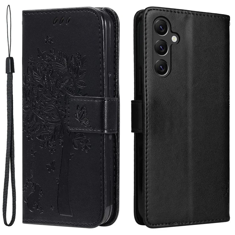 For Samsung Galaxy A05s 4G KT Imprinting Flower Series-3 Case Stand Leather Imprinted Cat Tree Phone Shell Wallet