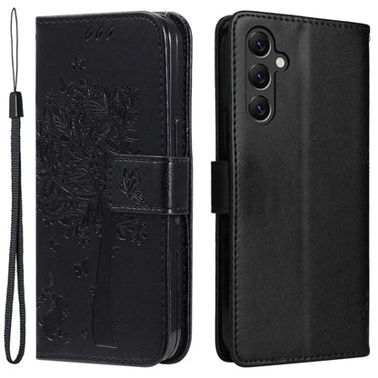 For Samsung Galaxy A05s 4G KT Imprinting Flower Series-3 Case Stand Leather Imprinted Cat Tree Phone Shell Wallet