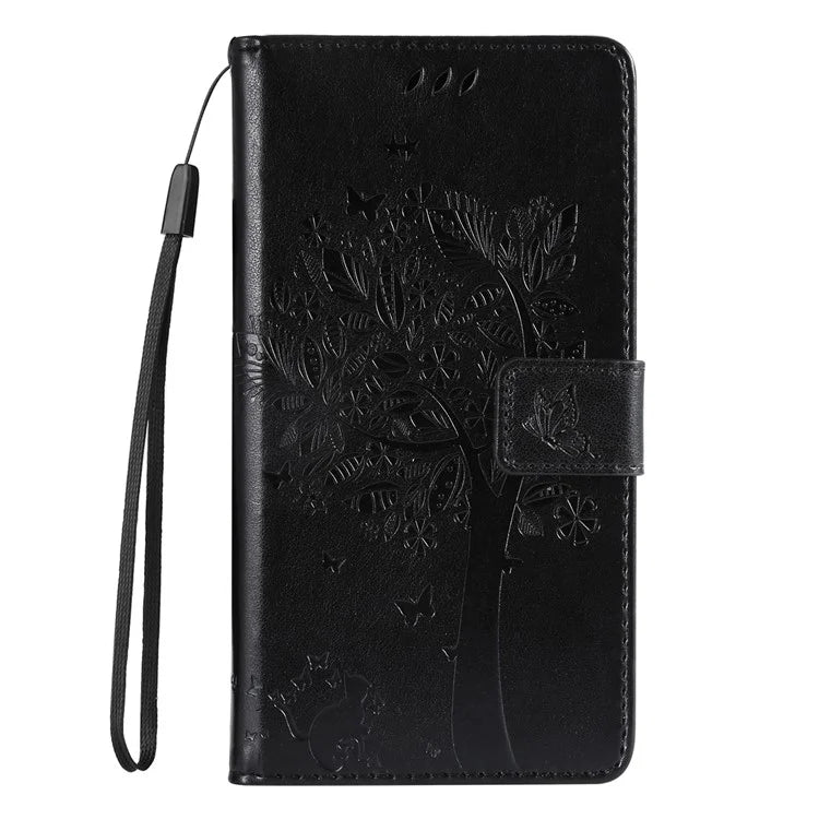 For Samsung Galaxy A05s 4G KT Imprinting Flower Series-3 Case Stand Leather Imprinted Cat Tree Phone Shell Wallet