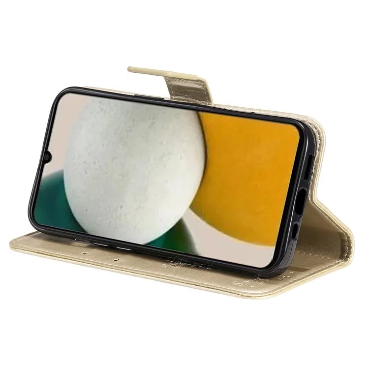 For Samsung Galaxy A05s 4G KT Imprinting Flower Series-3 Case Stand Leather Imprinted Cat Tree Phone Shell Wallet