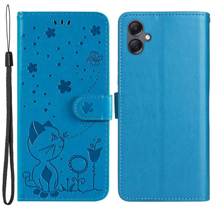 For Samsung Galaxy A05 4G KT Imprinting Flower Series-4 Case Imprinted Stand Wallet PU Leather Cover